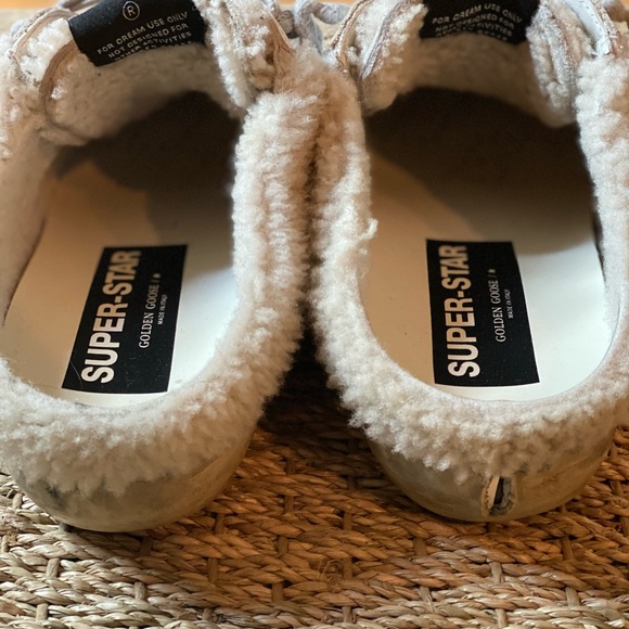 Women's Super-Star Sabot in white leather and shearling lining - Picture 6 of 7